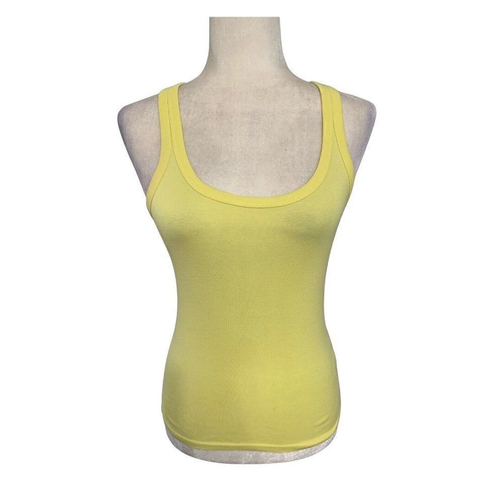 ralph lauren womens solid yellow round neck jersey tank top medium